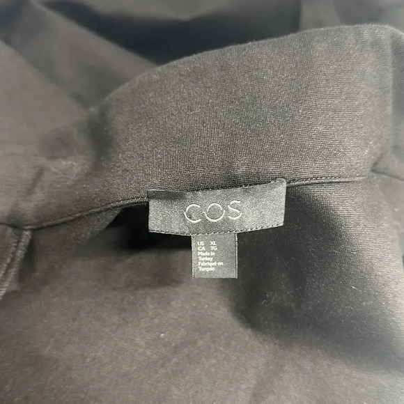 COS Coat Bomber Jacket Long Sleeve Pockets Full Zip Black Heavyweight Size XL - Picture 7 of 9